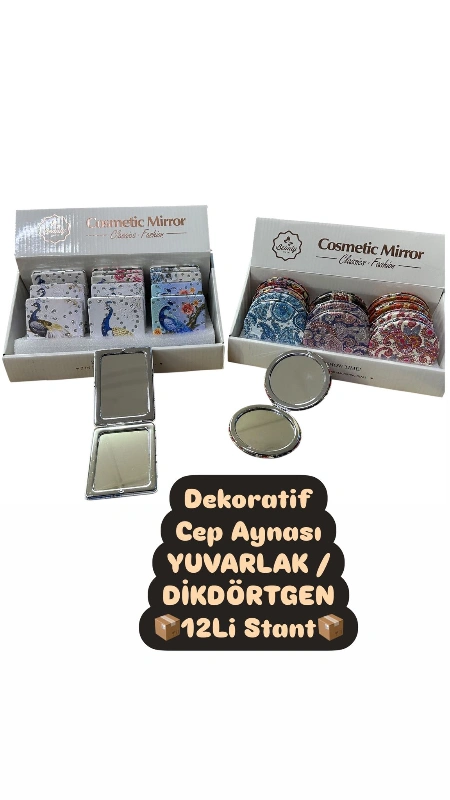 Adet: 47,5 ₺ / Dekoratif Temalı Cep Aynası / paket 12li