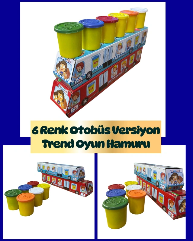 Otobüs Modelli 6 Renk Oyun Hamuru