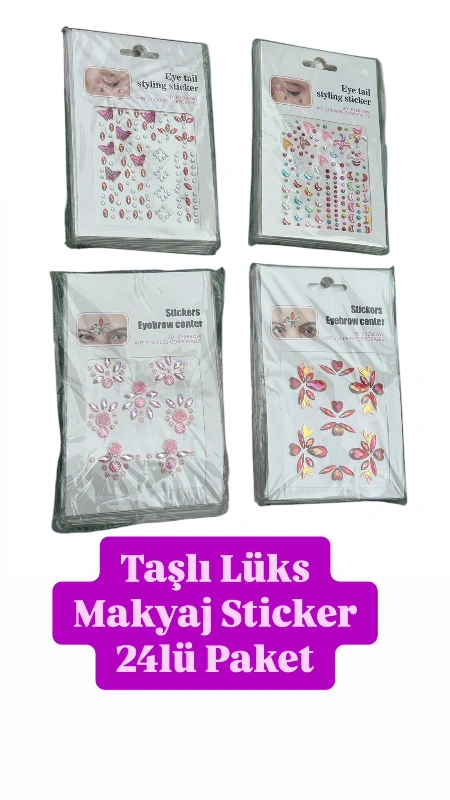 Taşlı Aksesuar Makyaj Sticker / 24lü Paket