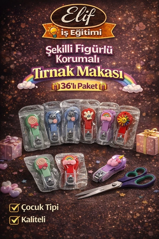 ŞEKİLLİ TIRNAK MAKASI FİGÜRLÜ /  36LI KAVANOZ