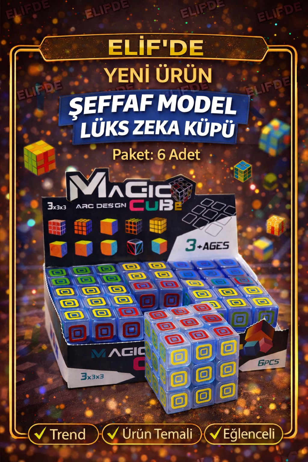 ŞEFFAF MODEL LÜKS ZEKA KÜPÜ/ 6li Stant