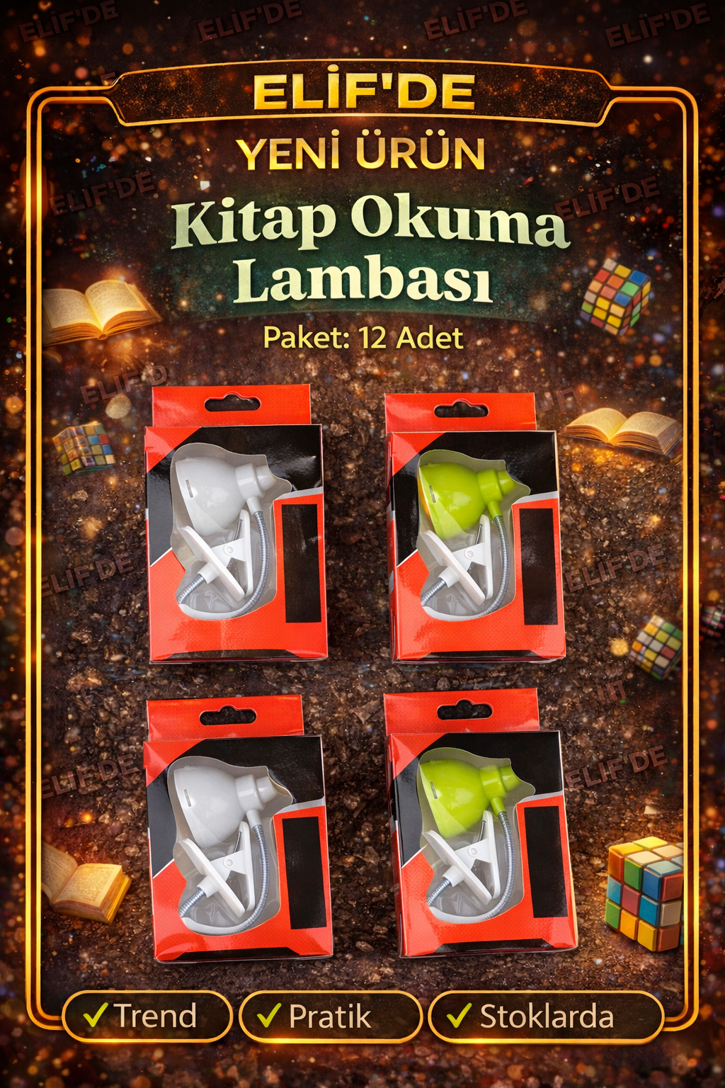 KİTAP OKUMA LAMBASI KUTULU / 12li Paket