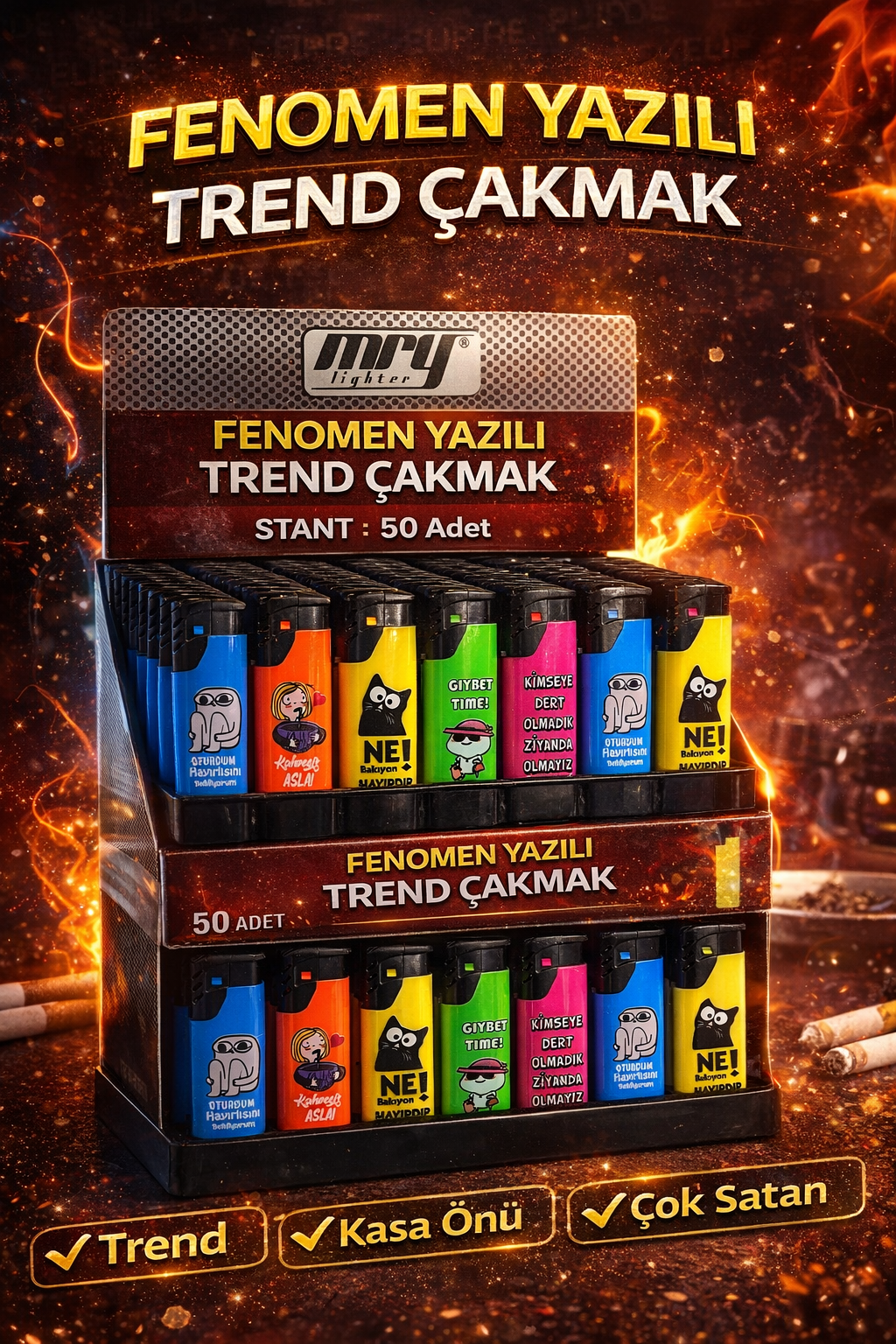 FENOMEN YAZILI TREND ÇAKMAK/ 50li STANT