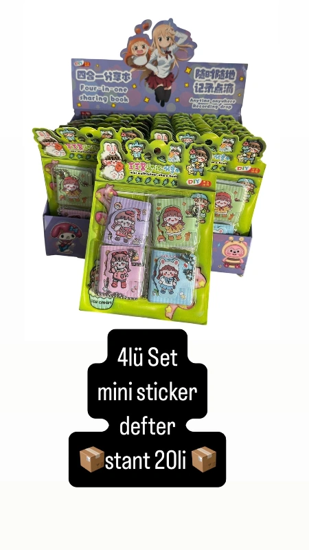Adet: 60 ₺ / 4lü Set Mini Sticker Defter / paket 20li