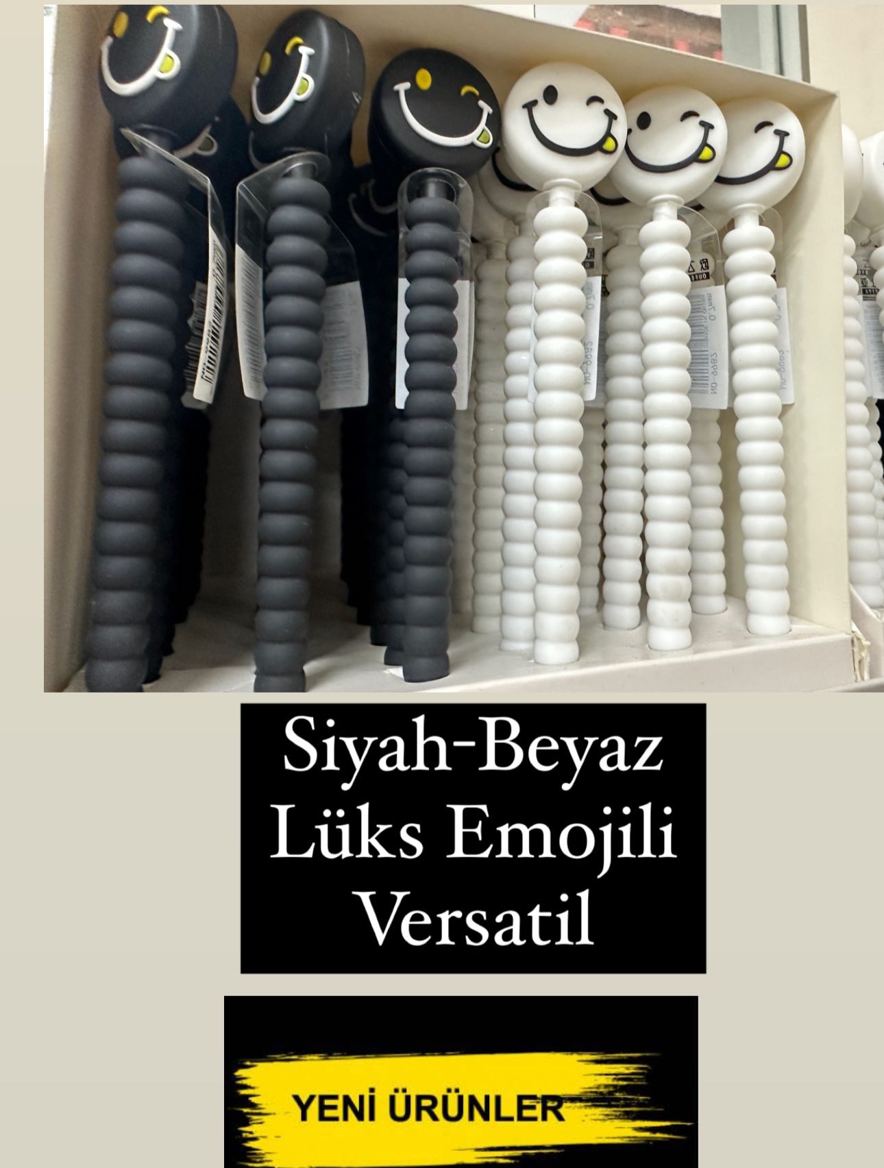 SİYAH/ BEYAZ LÜKS VERSATİL SMİLLİ EMOJİ  ( 36LI)