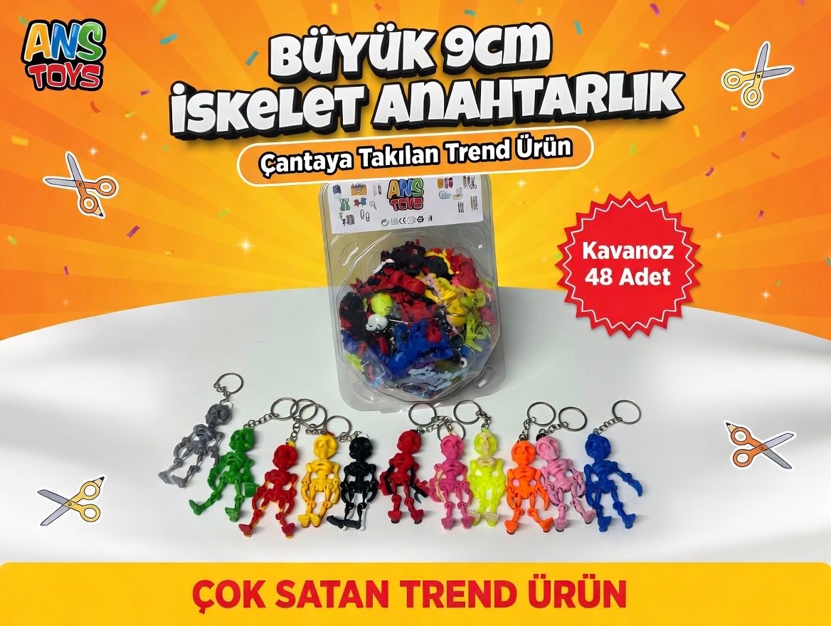 Büyük Oyuncak İskelet Anahtarlık / 48li Kavanoz