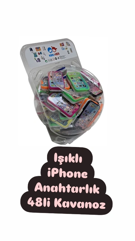Özel Kavanoz Kasa Önü Işıklı İphone Anahtarlık / 48li Kavanoz