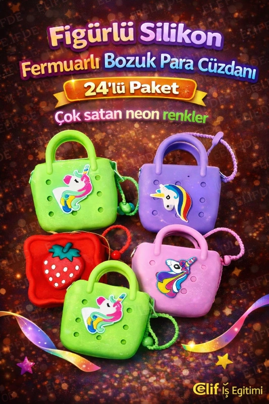 FERMUARLI FİGÜRLÜ SİLİKON CÜZDAN / 12Lİ PAKET