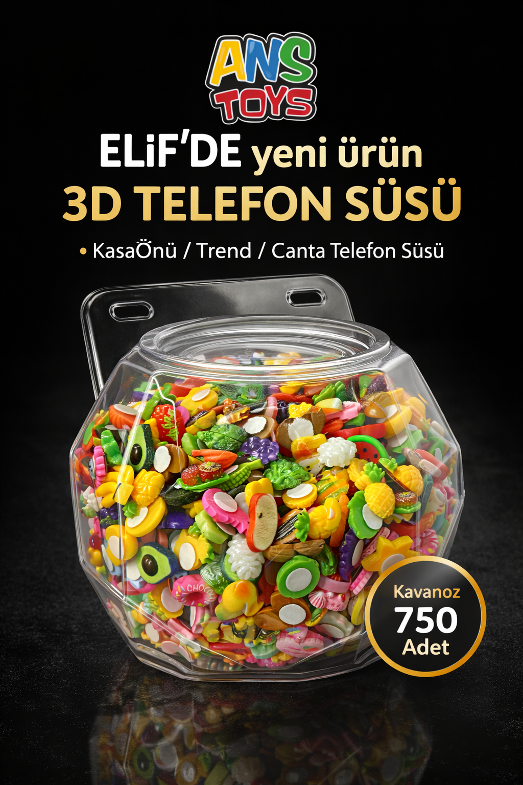3D Yapışkanlı Süs / 750li Kavanoz