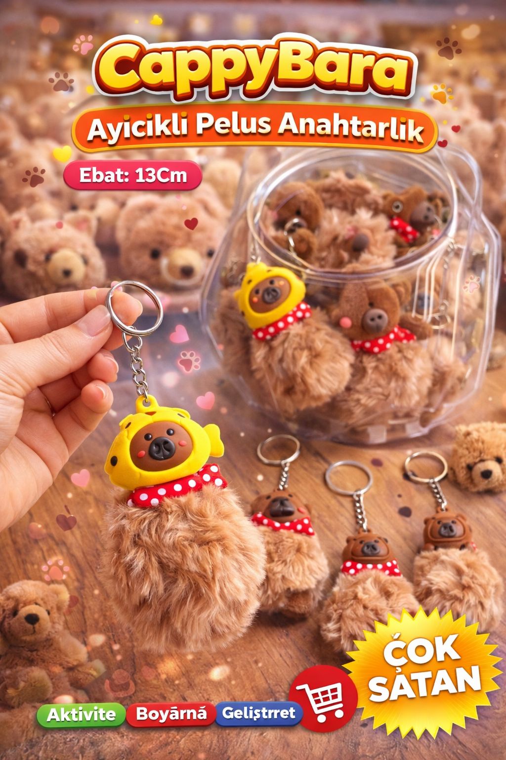 CAPPYBARA PELUŞ ANAHTARLIK / 24LÜ KAVANOZ