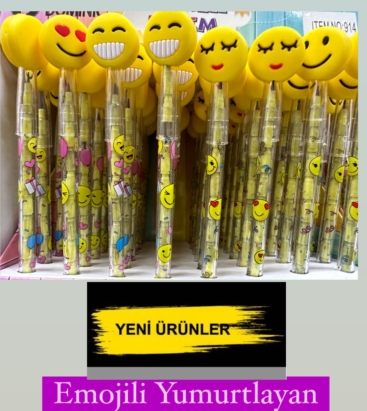EMOJİLİ YUMURTLAYAN KALEM / 48Lİ STANT