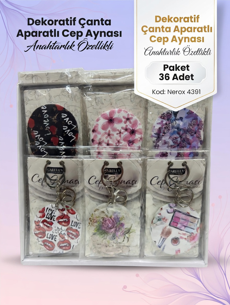 Cep Aynasi Dekoratif Çanta Aparatlı / 36li Stant