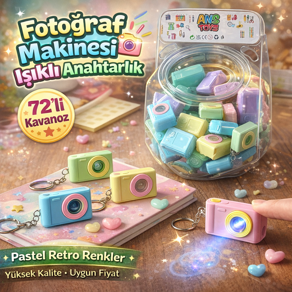 FOTOĞRAF MAKINESI IŞIKLI ANAHTARLIK / 72li Kavanoz