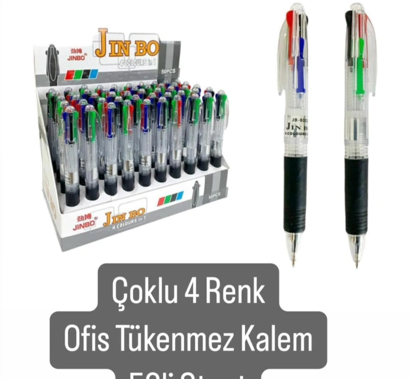 Adet: 20₺ / 4Renk Ofis Tükenmez Çoklu / 50li Stant