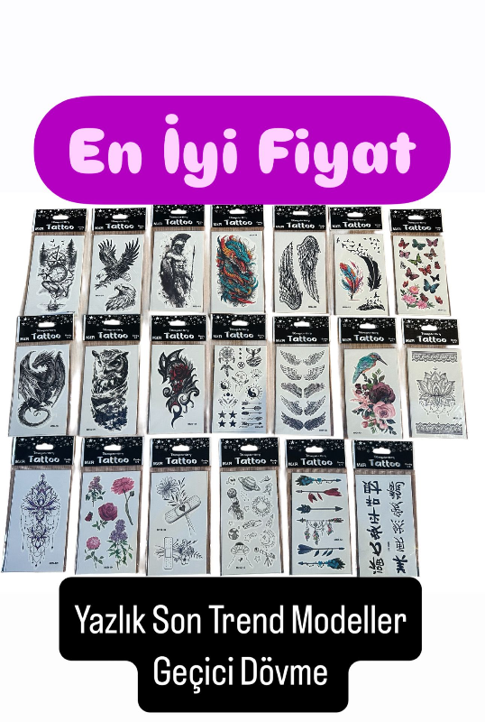 Adet: 10 ₺ /  YAZLIK TREND GEÇİÇİ DÖVME MRTOYS/ 100LÜ PAKET