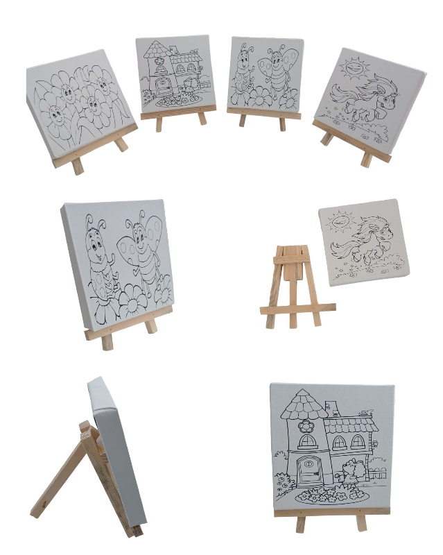 16x16 Cm Şövaleli Tuval Seti / paket 40 adet