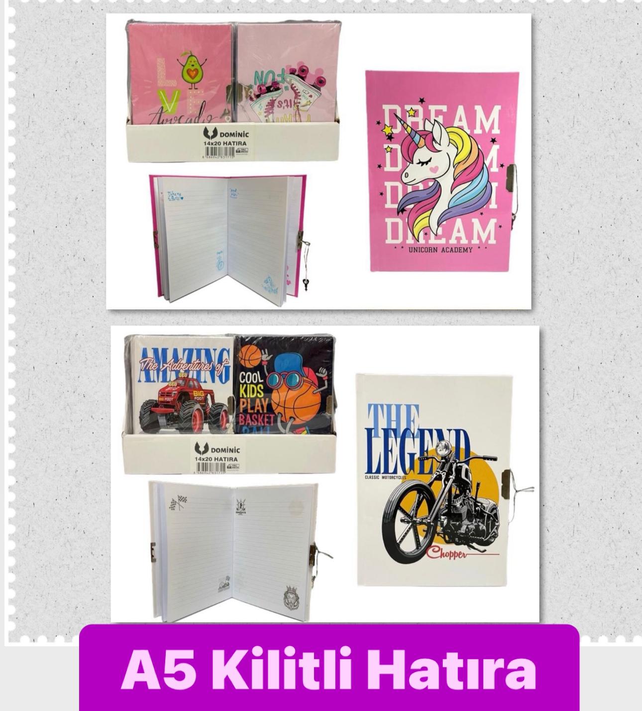 A5 HATIRA DEFTERİ KİLİTLİ SERT KAPAK ( 12Lİ STANT)