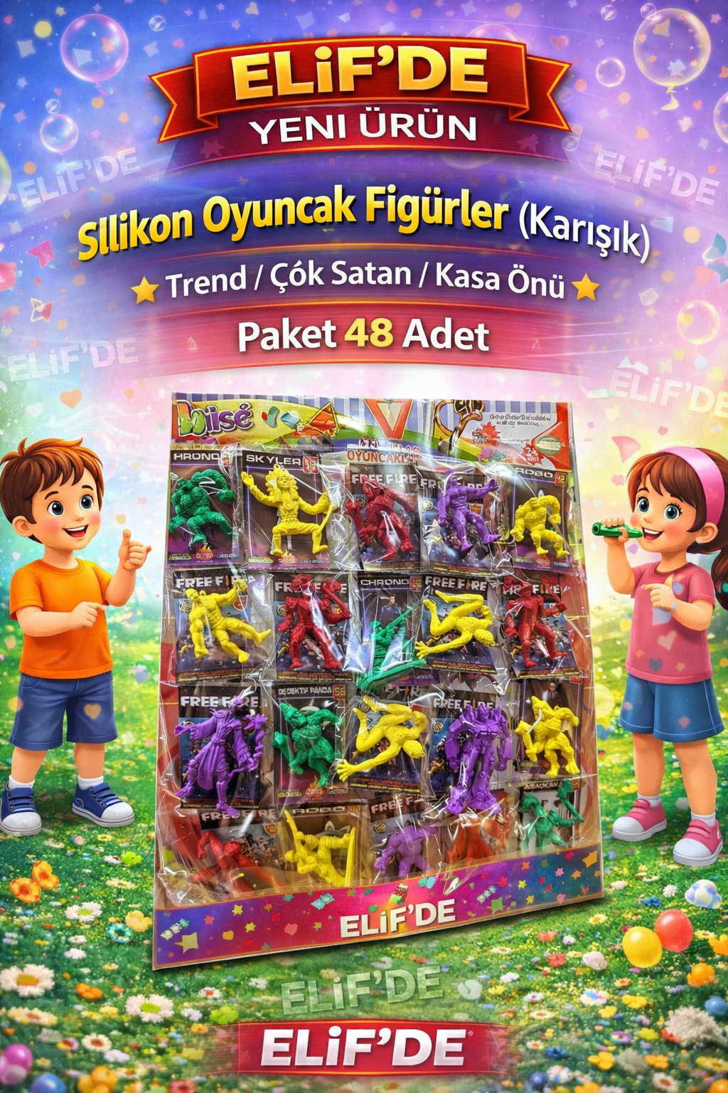 SİLİKON KARAKTER OYUNCAKLAR / 48li Paket