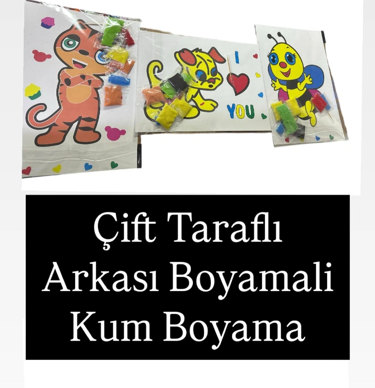 Lüks Çift Taraflı Kum Boyama / 50li Paket