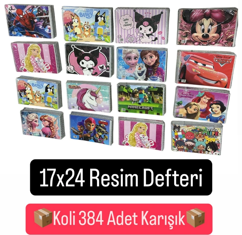 Adet: 12,5 ₺ / ÇOK SATAN KARAKTERLİ 17X24 Resim Defteri