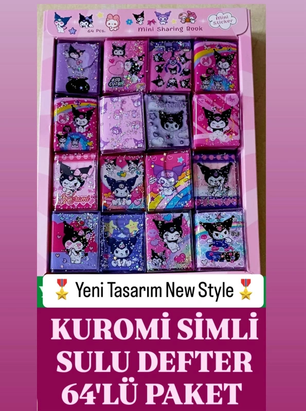 Adet: 17,5 ₺ /  KUROMİLİ LÜKS MİNİ SULU DEFTER / 64LÜ PAKET