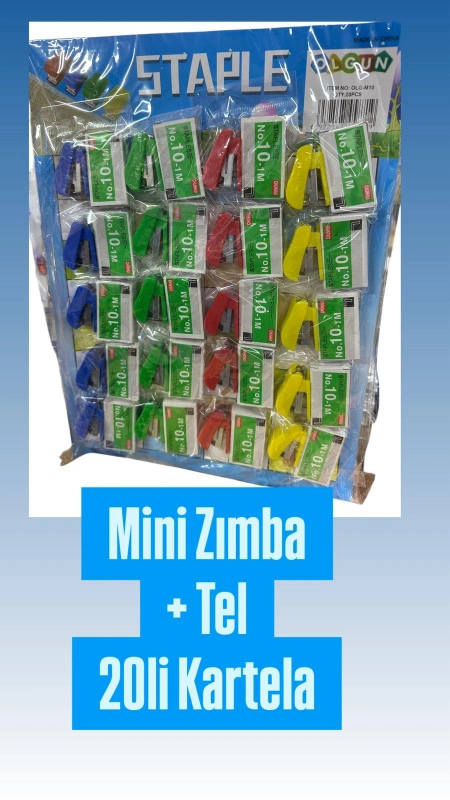 Adet: 12,5 ₺ / Mini Zımba + Tel Kartela / 20li PAKET