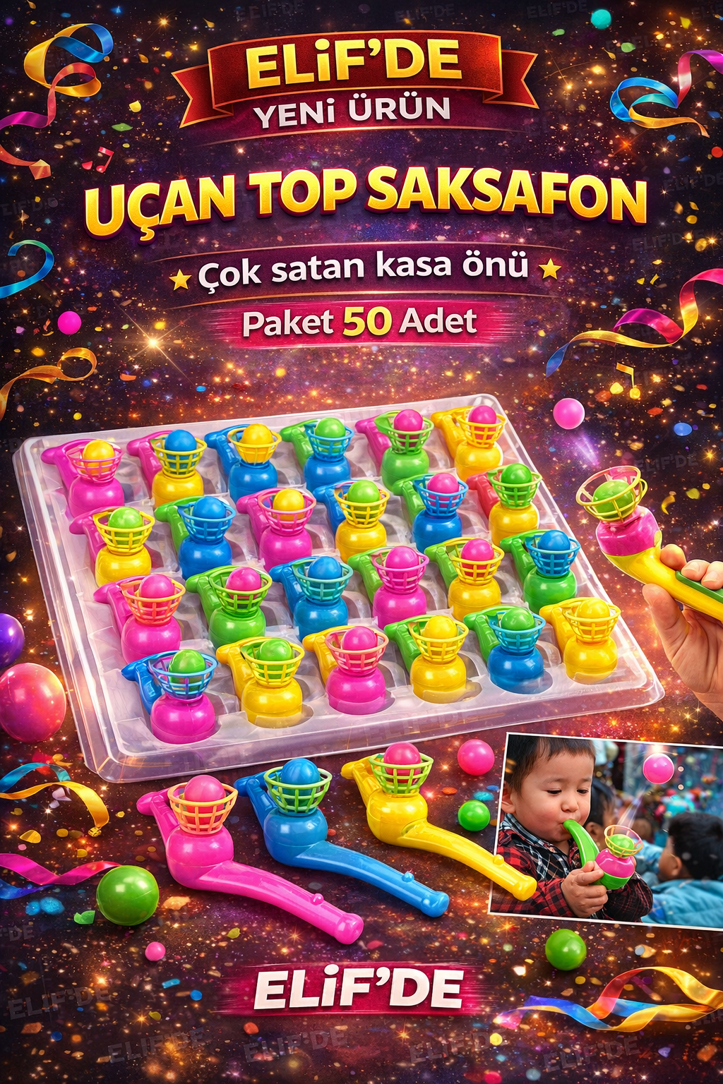Saksafon Uçan Top / 50li Paket