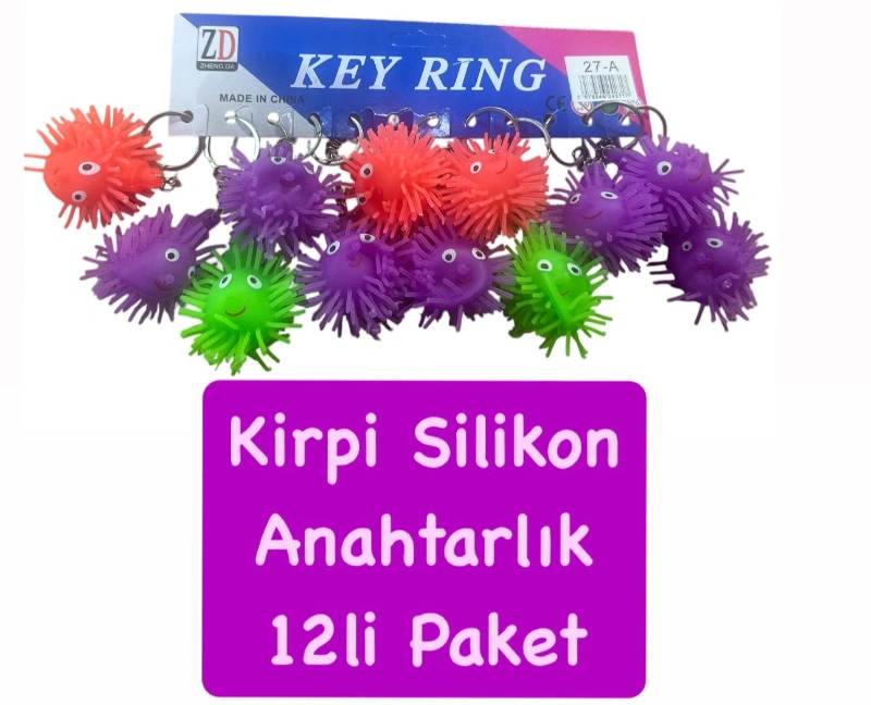 Kirpi Silikon Anahtarlık / 12li Paket