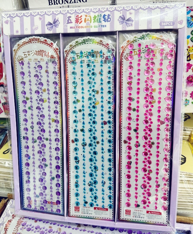 Adet: 22,5 ₺ / Taşlı Lüks Sticker Uzun Şerit / 36lı Paket