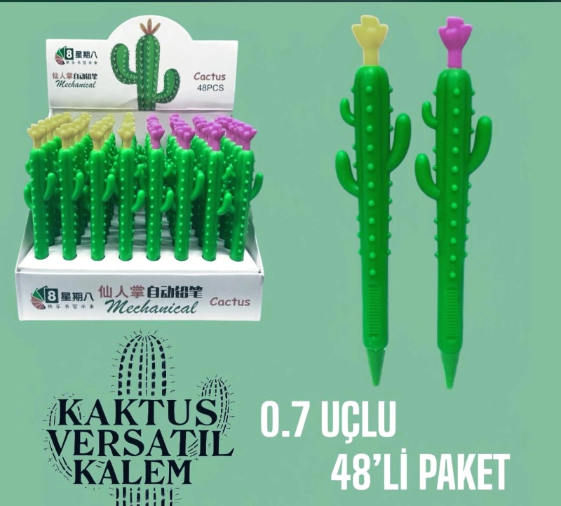 Adet: 9,75 ₺ /Kaktüslü Model Versatil Kalem/ 48li Stant