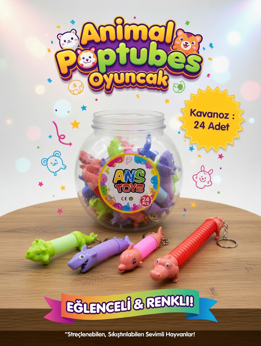 POPTUBES ANAHTARLIK ANİMAL / 24lü Kavanoz