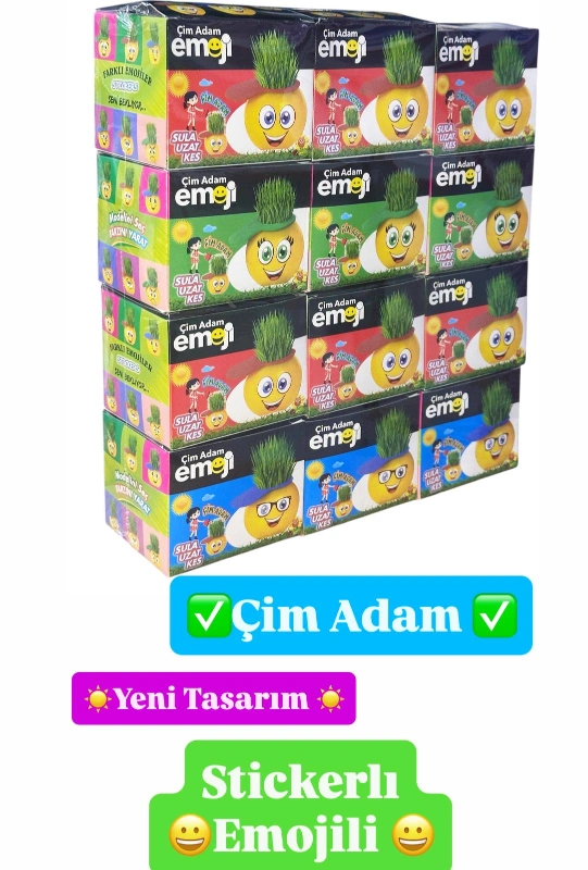 EMOJİLİ STİCKERLI ÇİM ADAM / 12Lİ PAKET