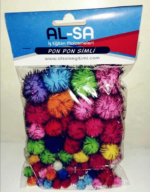 SİMLİ KARIŞIK PONPON / 12Lİ PAKET