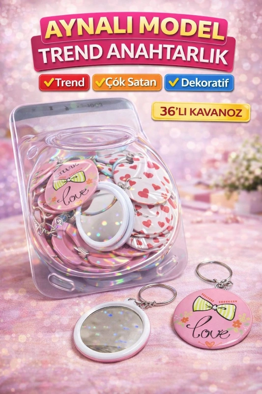 AYNALI ANAHTARLIK ÇANTA APARATLİ/ 36li Kavanoz