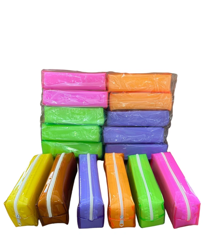 XL GENİŞ Şeffaf Kalemlik Neon Renkler / 10lu karma paket