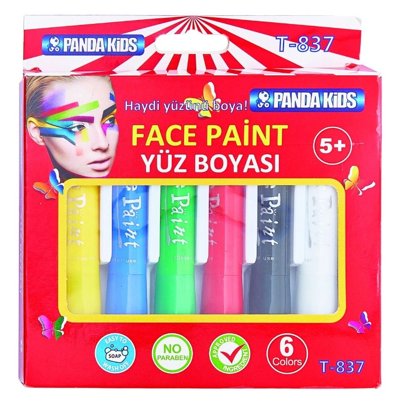 Panda Kids Yüz Boyası Seti  6 Renk / 12li paket