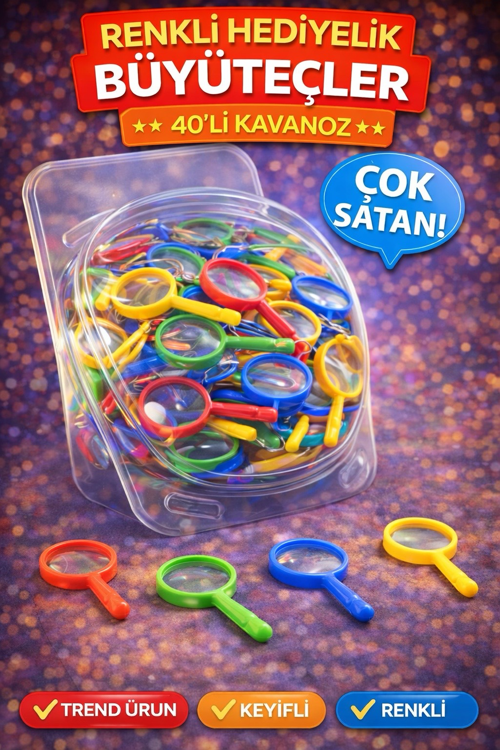 Renkli Büyüteç /40li Kavanoz