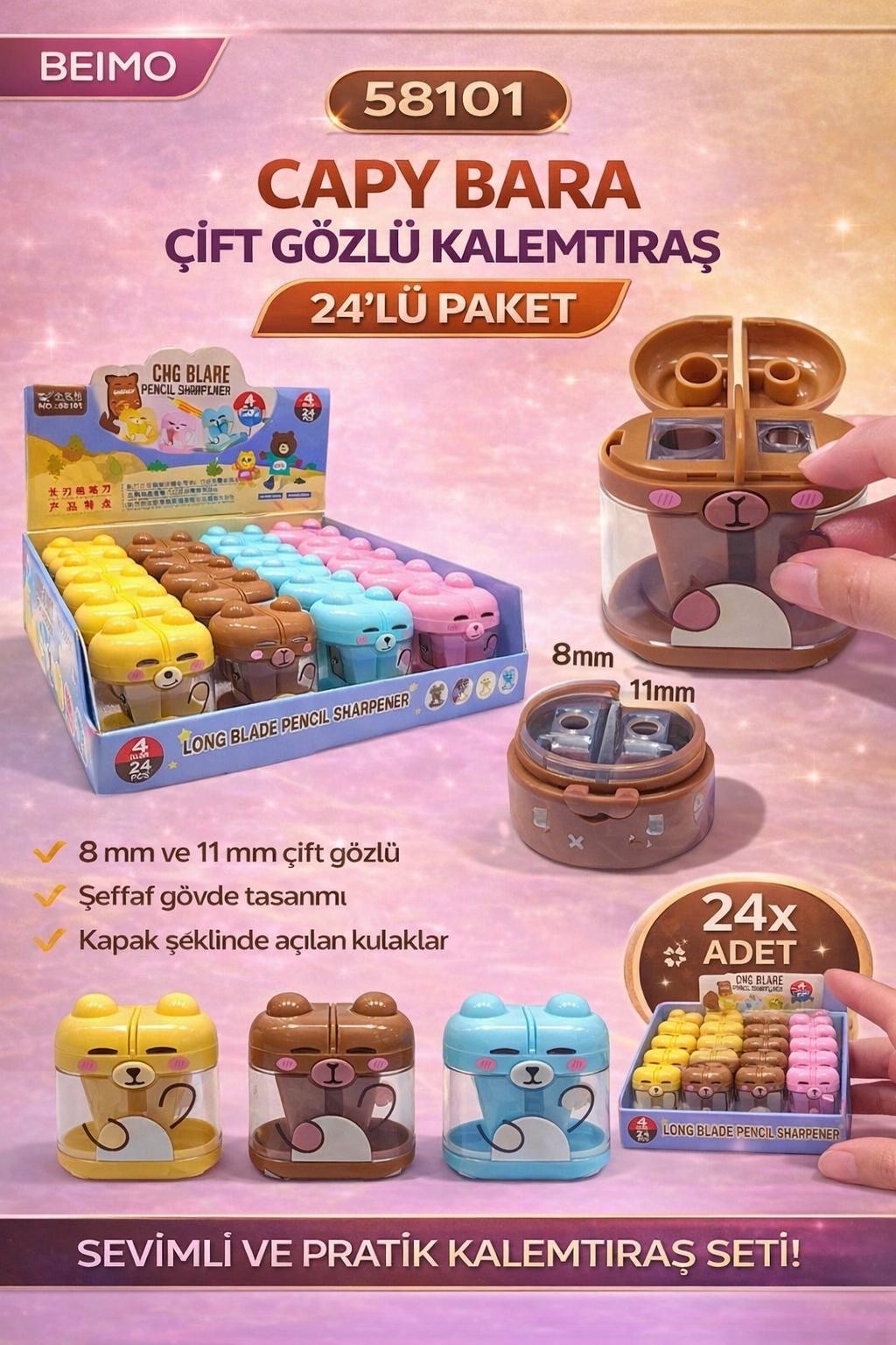 CAPPYBARA ÇİFT GÖZ KALEMTRAŞ (58101)/ 24lü Stant