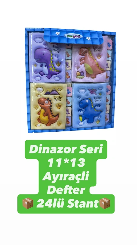 11*13 DİNAZOR SERİ İTHAL BÖLMELİ AYIRAÇLI DEFTER / Paket 24Lü