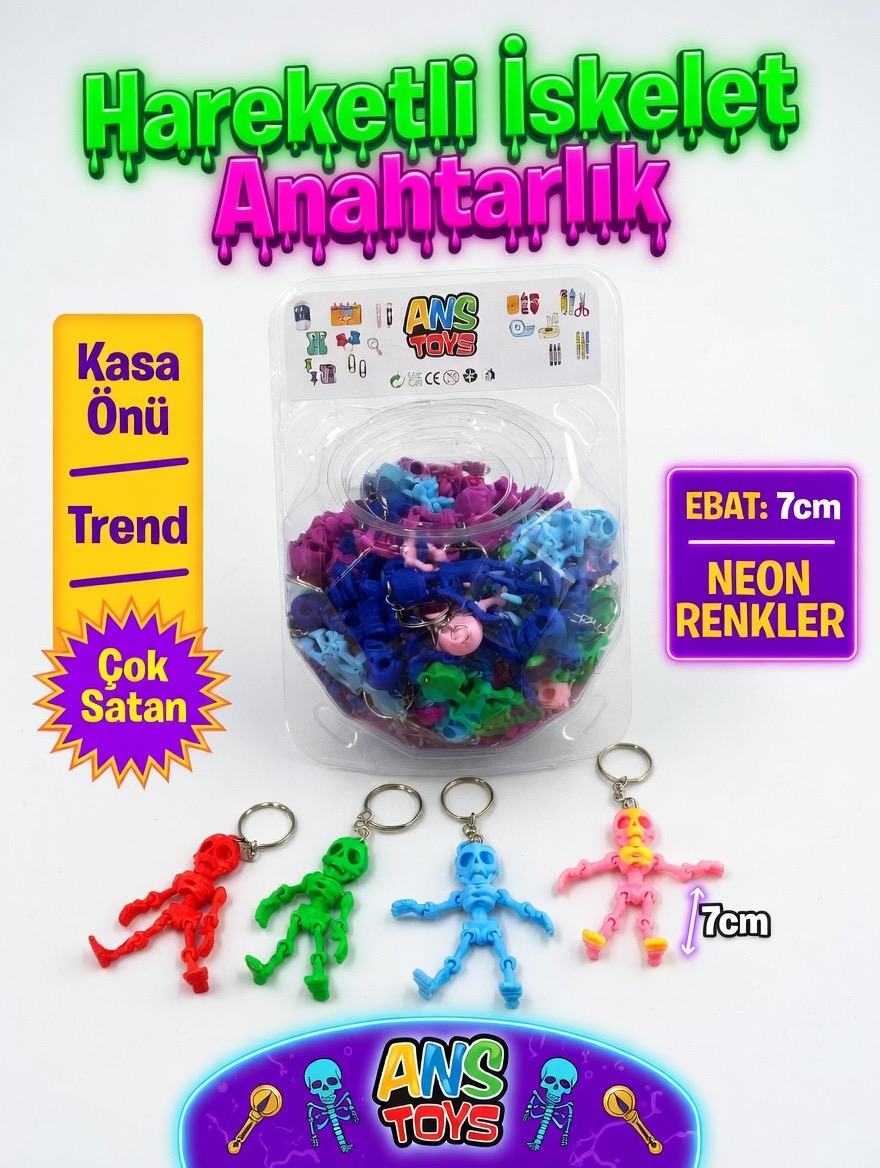 Hareketli İskelet Anahtarlık / 72li Kavanoz