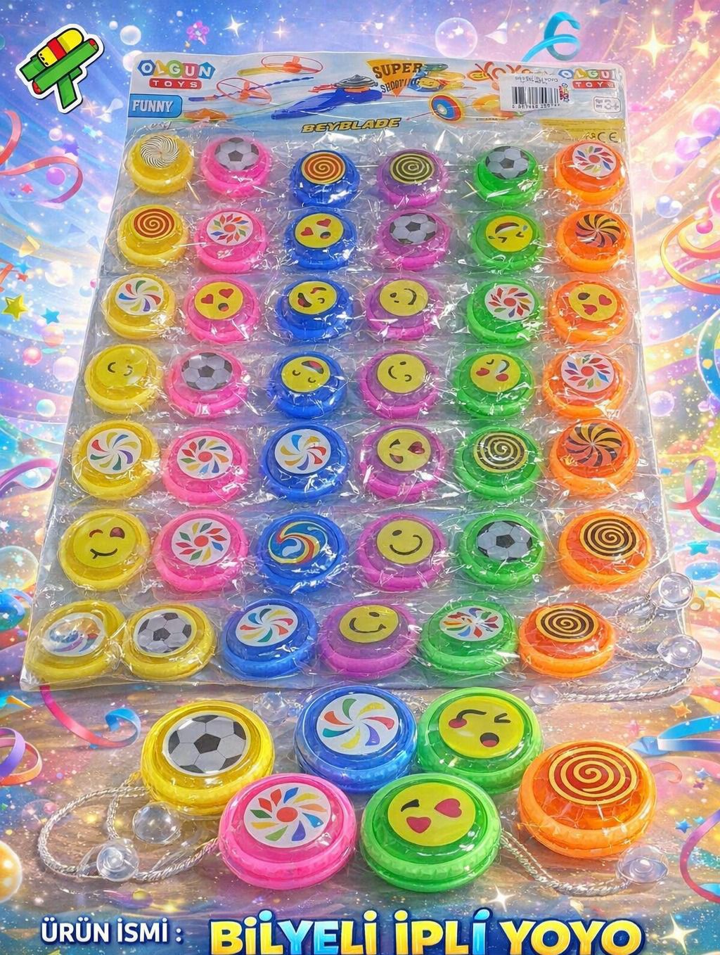 EMOJİLİ BİLYELİ YOYO / 35Lİ KARTELA