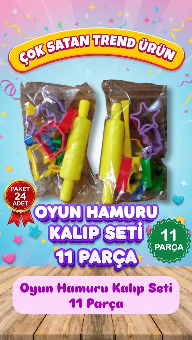 11 Parça Oyun Hamuru Kalıp Seti / 24lü Paket