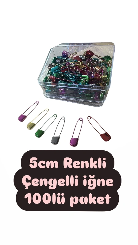 5cm Renkli Çengelli İğne / 100lü Paket