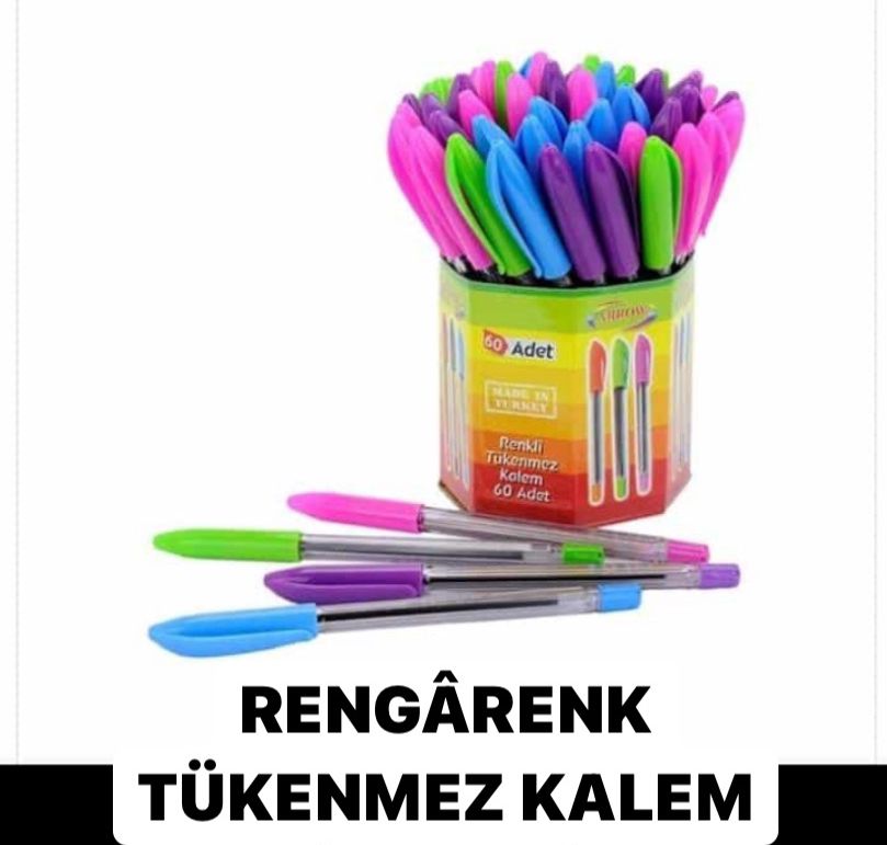 RENKLİ TÜKENMEZ KALEM ( 60LI PAKET)