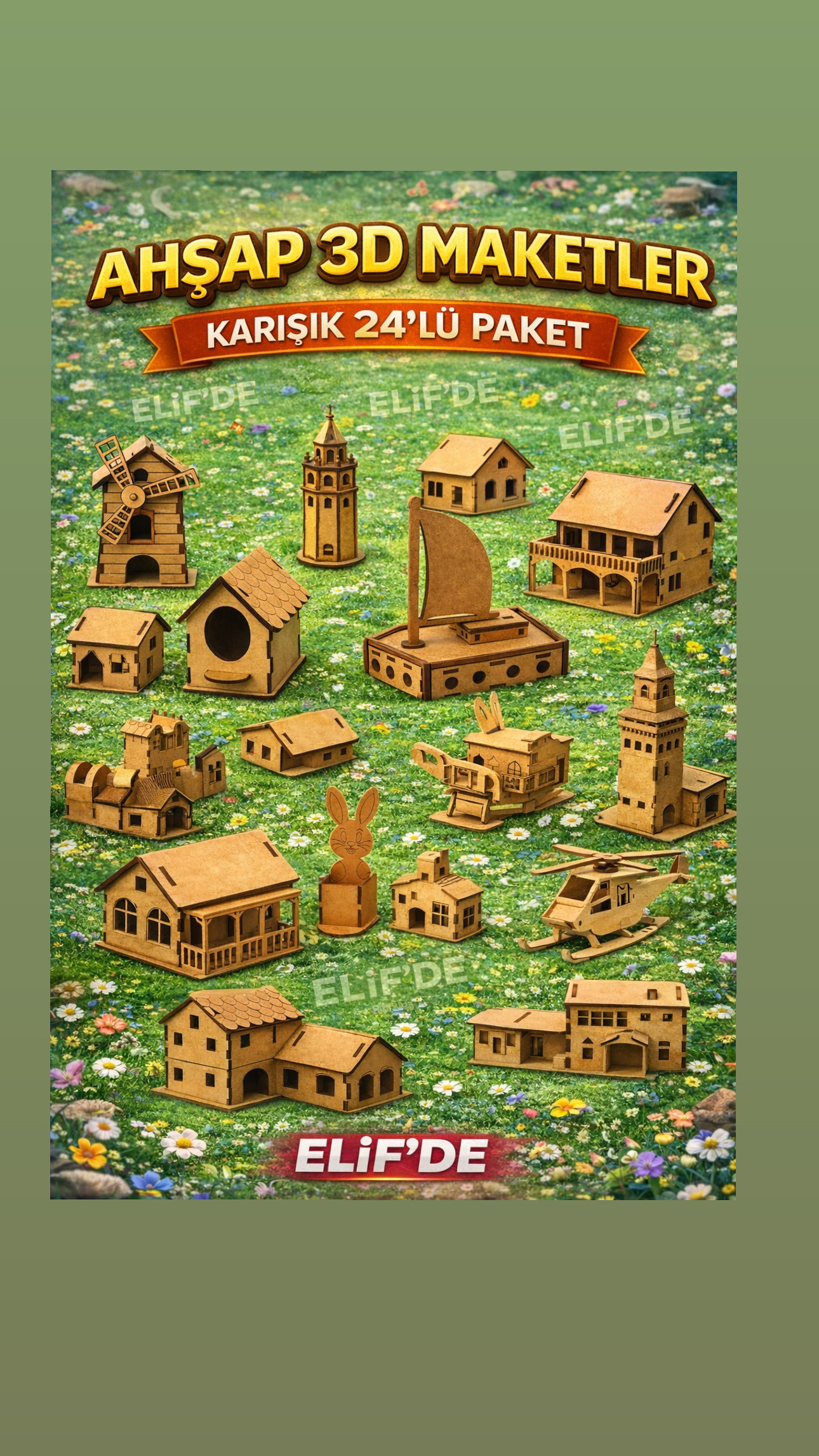 Ahşap Kendin Yap 3D Maket/ 24lu karışık