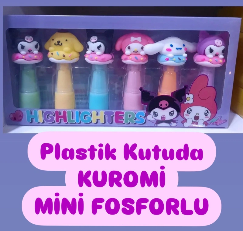 Plastik Kutu Lüks Mini Kuromi Fosforlu Kalem