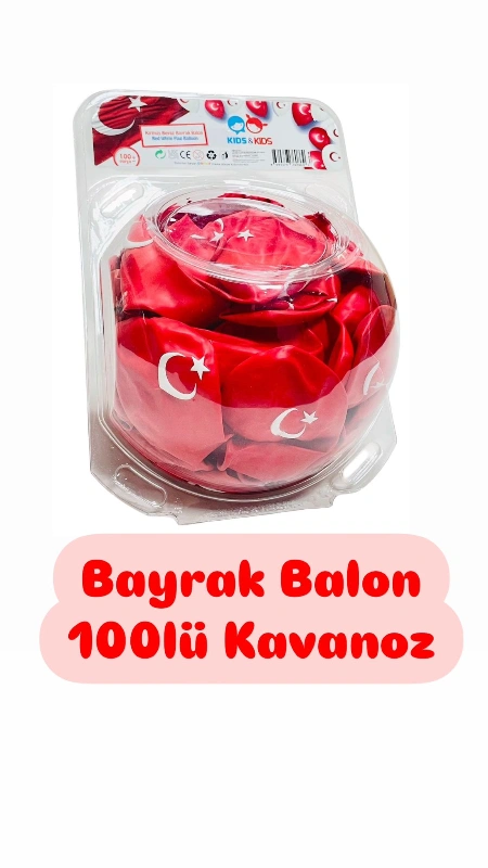 Özel Kavanoz Kasa Bayrak Ayyıldız Balon Gemar /  100lü Paket