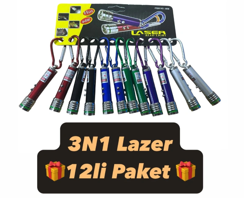 Adet: 18,5 ₺ / 3n1 Fonksiyonlu Lazer / paket 12li