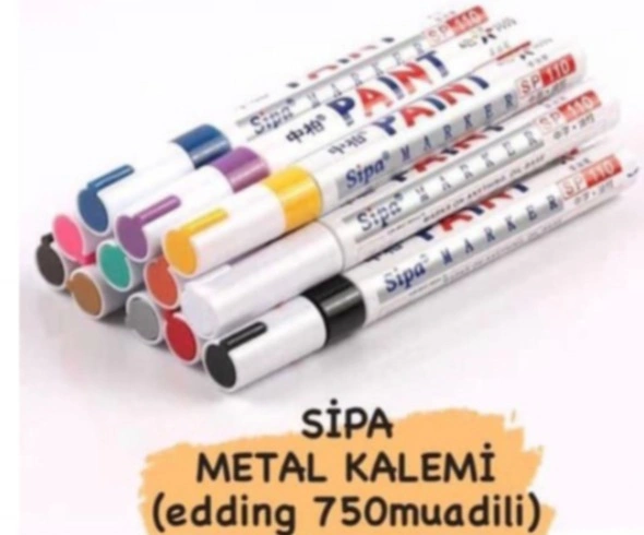 Metal Kalemi  Demir Kalemi / Beyaz - Siyah - Kırmızı - Mavi / paketler 12li