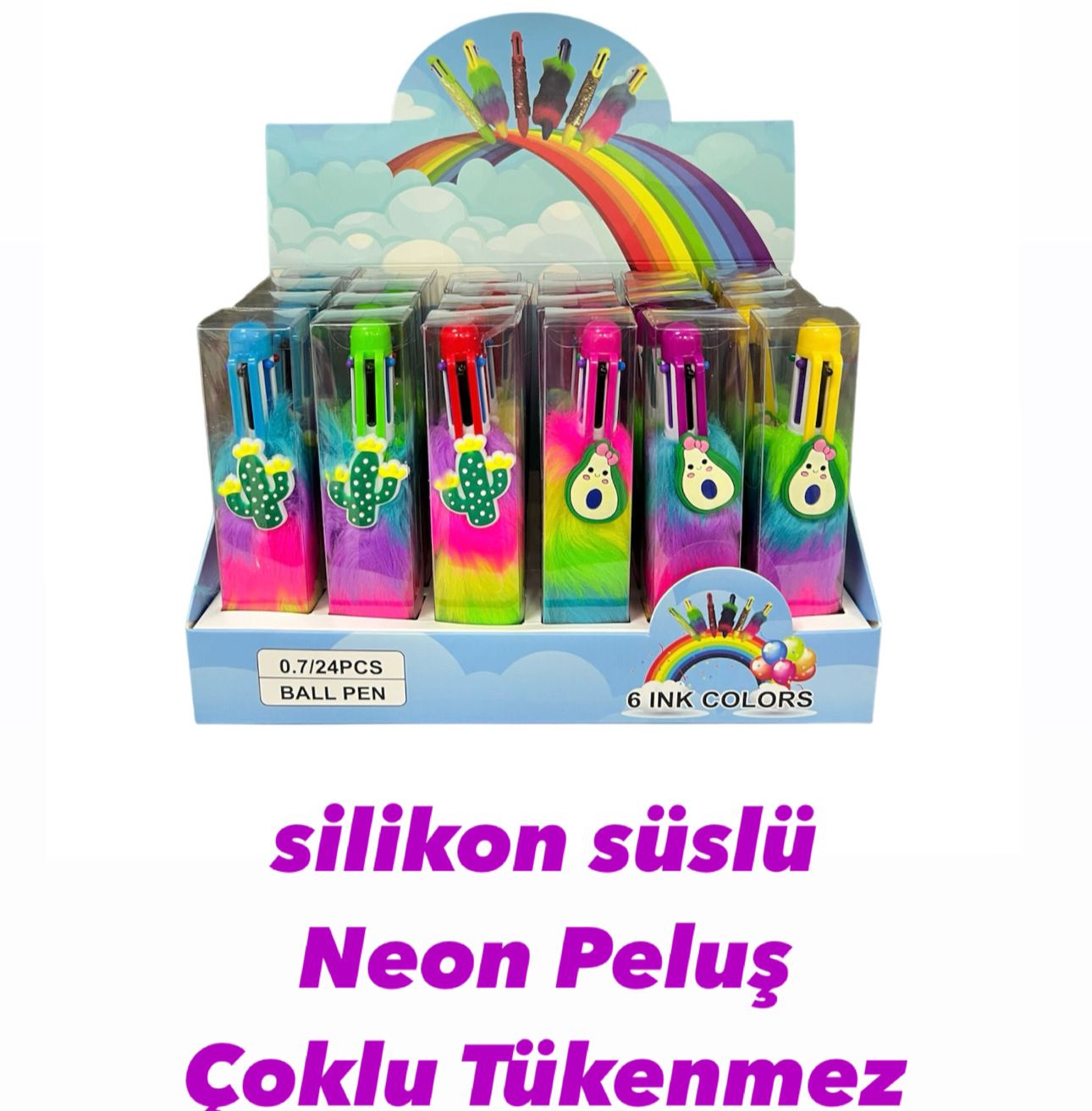 PELUŞLU SÜSLÜ ÇOK TÜKENMEZ KALEM / 24LÜ STANT